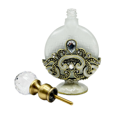 Melting Pot - Parfumflesje Rond Helder Strass Goud Glas 5x10cm Melting Pot - Parfumflesje Rond Helder Strass Goud Glas 5x10cm