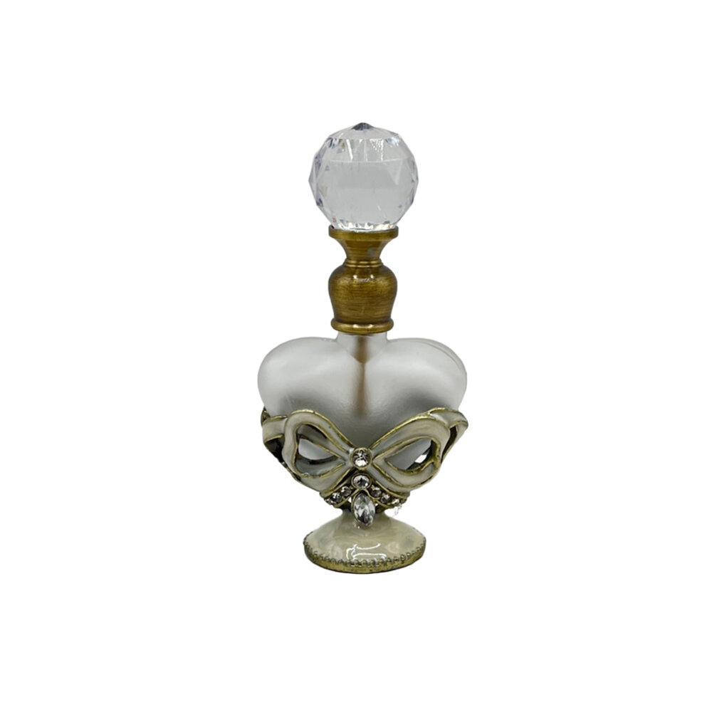 Melting Pot - Parfumflesje Hartje Strik Ivoor Glas 4x8cm Melting Pot - Parfumflesje Hartje Strik Ivoor Glas 4x8cm