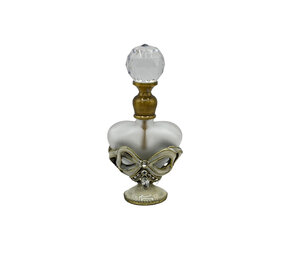 Melting Pot - Parfumflesje Hartje Strik Ivoor Glas 4x8cm Melting Pot - Parfumflesje Hartje Strik Ivoor Glas 4x8cm