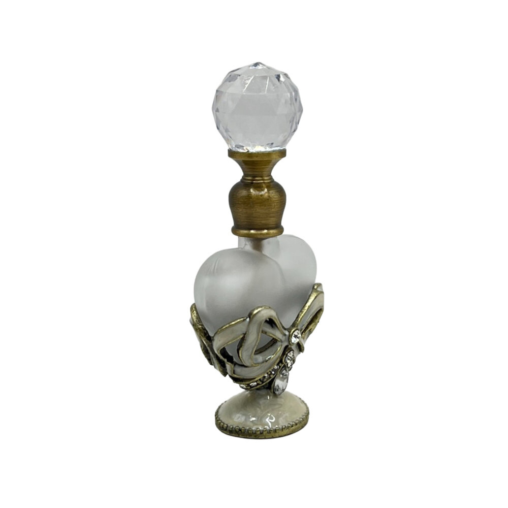Melting Pot - Parfumflesje Hartje Strik Ivoor Glas 4x8cm Melting Pot - Parfumflesje Hartje Strik Ivoor Glas 4x8cm