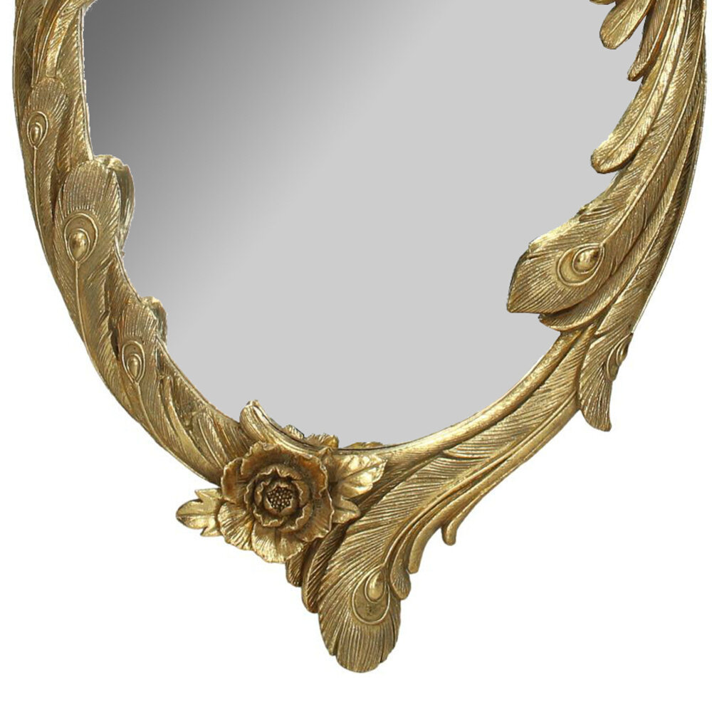 Melting Pot - Spiegel Ovaal Pauw en Bloemen Goud 29x55cm