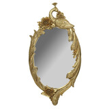 Melting Pot - Spiegel Ovaal Pauw en Bloemen Goud 29x55cm Melting Pot - Spiegel Ovaal Pauw en Bloemen Goud 29x55cm
