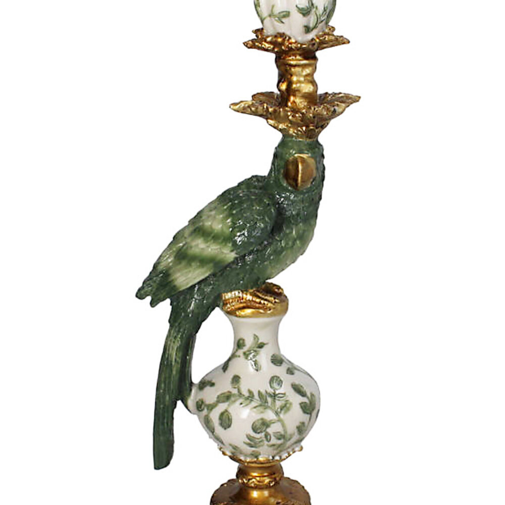 Melting Pot - Kandelaar Papegaai Groen-Wit Goud 14x40cm