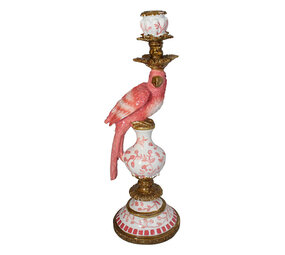 Melting Pot - Kandelaar Papegaai Roze-Wit Goud 14x40cm