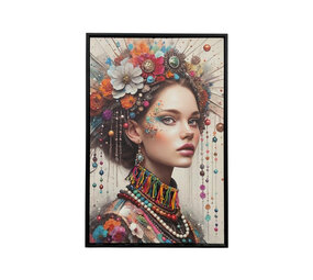 Melting Pot - Schilderij Woman Diamonds Right Canvas 40x60cm Zwarte Lijst
