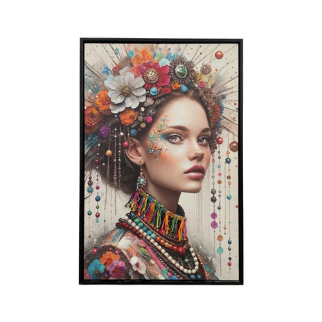 Melting Pot - Schilderij Woman with Diamonds Canvas 40x60cm Zwarte Lijst Melting Pot - Schilderij Woman with Diamonds Canvas 40x60cm Zwarte Lijst