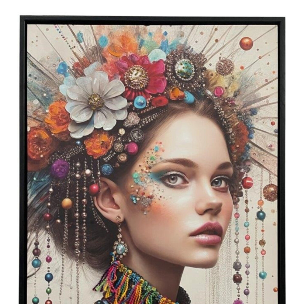 Melting Pot - Schilderij Woman Diamonds Right Canvas 40x60cm Zwarte Lijst