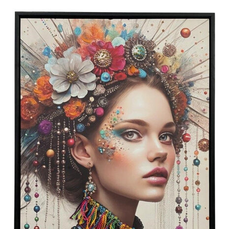 Melting Pot - Schilderij Woman Diamonds Right Canvas 40x60cm Zwarte Lijst