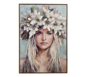 Melting Pot - Schilderij Girl Flower Hat Canvas 70x100cm Houten Lijst Melting Pot - Schilderij Girl Flower Hat Canvas 70x100cm Houten Lijst