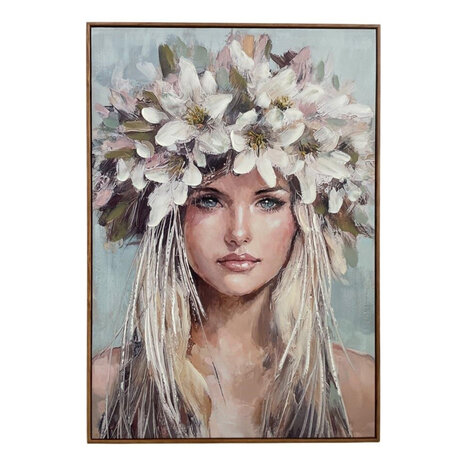 Melting Pot - Schilderij Girl Flower Hat Canvas 70x100cm Houten Lijst Melting Pot - Schilderij Girl Flower Hat Canvas 70x100cm Houten Lijst