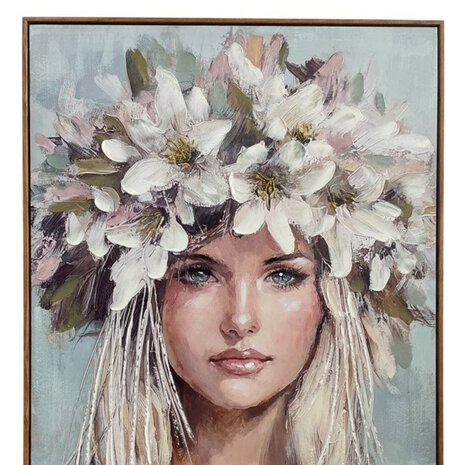Melting Pot - Schilderij Girl Flower Hat Canvas 70x100cm Houten Lijst Melting Pot - Schilderij Girl Flower Hat Canvas 70x100cm Houten Lijst