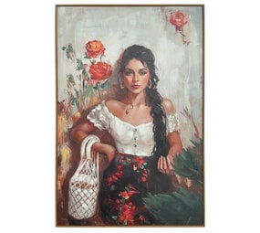 Melting Pot - Schilderij Girl with Handbag Canvas 80x120cm Houten Lijst Melting Pot - Schilderij Girl with Handbag Canvas 80x120cm Houten Lijst