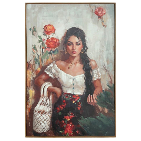 Melting Pot - Schilderij Girl with Handbag Canvas 80x120cm Houten Lijst Melting Pot - Schilderij Girl with Handbag Canvas 80x120cm Houten Lijst