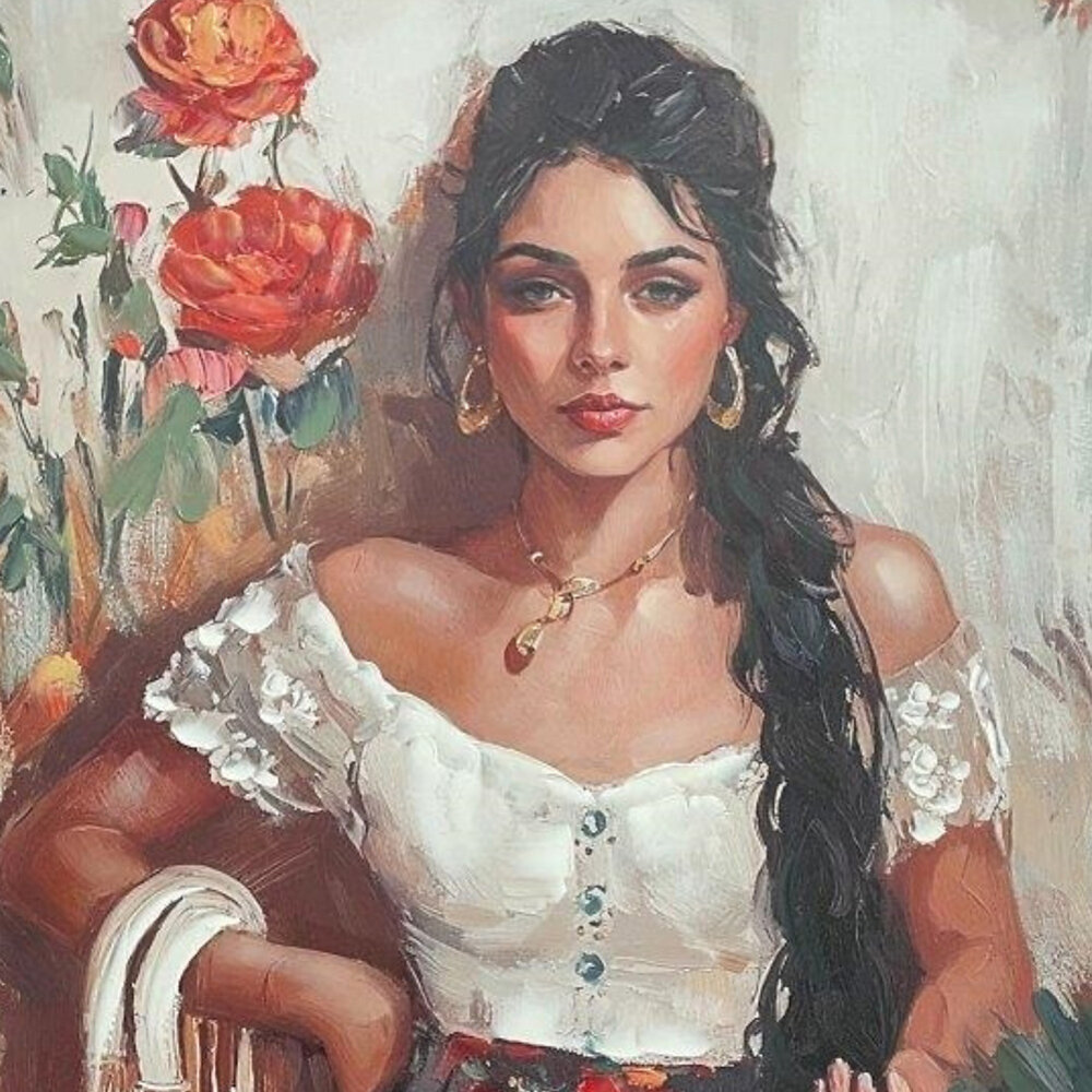 Melting Pot - Schilderij Girl with Handbag Canvas 80x120cm Houten Lijst Melting Pot - Schilderij Girl with Handbag Canvas 80x120cm Houten Lijst