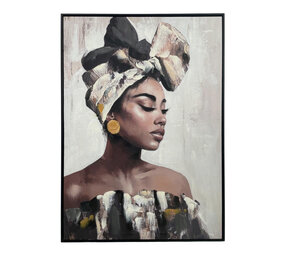 Melting Pot - Schilderij African Woman Right Canvas 70x100cm Zwarte Lijst Melting Pot - Schilderij African Woman Right Canvas 70x100cm Zwarte Lijst