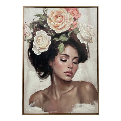 Melting Pot - Schilderij Flowered Hairdress Right Canvas 70x100cm Houten Lijst Melting Pot - Schilderij Flowered Hairdress Right Canvas 70x100cm Houten Lijst