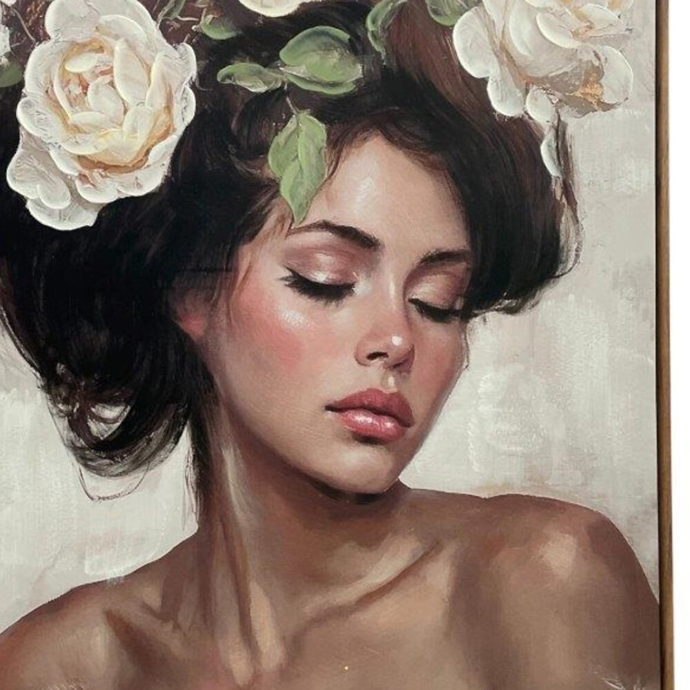 Melting Pot - Schilderij Flowered Hairdress Right Canvas 70x100cm Houten Lijst Melting Pot - Schilderij Flowered Hairdress Right Canvas 70x100cm Houten Lijst