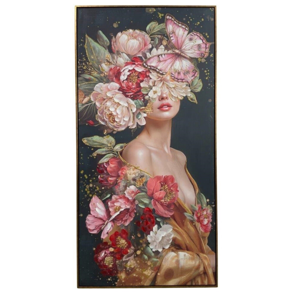 Melting Pot - Schilderij Lady Butterfly Right Canvas 70x140cm Houten Lijst Melting Pot - Schilderij Lady Butterfly Right Canvas 70x140cm Houten Lijst