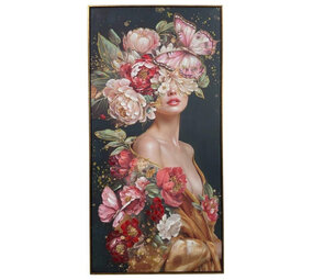 Melting Pot - Schilderij Lady Butterfly Right Canvas 70x140cm Houten Lijst Melting Pot - Schilderij Lady Butterfly Right Canvas 70x140cm Houten Lijst