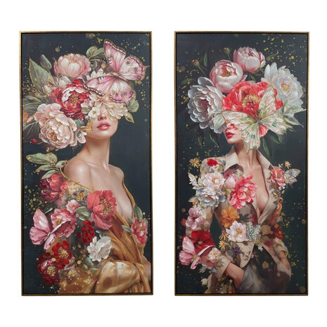 Melting Pot - Schilderij Lady Butterfly Right Canvas 70x140cm Houten Lijst Melting Pot - Schilderij Lady Butterfly Right Canvas 70x140cm Houten Lijst