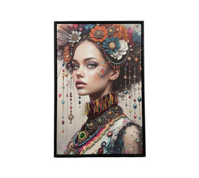 Melting Pot - Schilderij Woman Diamonds Left Canvas 40x60cm Zwarte Lijst Melting Pot - Schilderij Woman Diamonds Left Canvas 40x60cm Zwarte Lijst