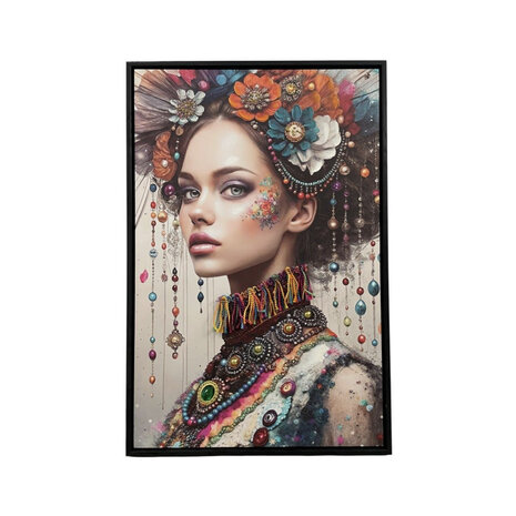 Melting Pot - Schilderij Woman Diamonds Left Canvas 40x60cm Zwarte Lijst Melting Pot - Schilderij Woman Diamonds Left Canvas 40x60cm Zwarte Lijst
