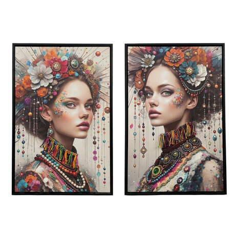 Melting Pot - Schilderij Woman Diamonds Left Canvas 40x60cm Zwarte Lijst Melting Pot - Schilderij Woman Diamonds Left Canvas 40x60cm Zwarte Lijst