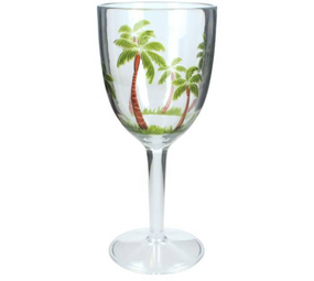 Melting Pot - Wijnglas Acryl Palmboom Groen 9x20cm