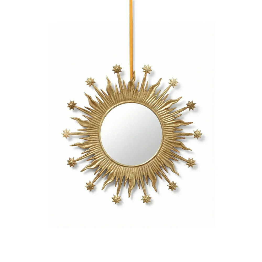 Melting Pot - Spiegeltje Rond Flames Stars Antiek Goud 15x15cm Melting Pot - Spiegeltje Rond Flames Stars Antiek Goud 15x15cm