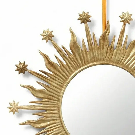 Melting Pot - Spiegeltje Rond Flames Stars Antiek Goud 25x25cm