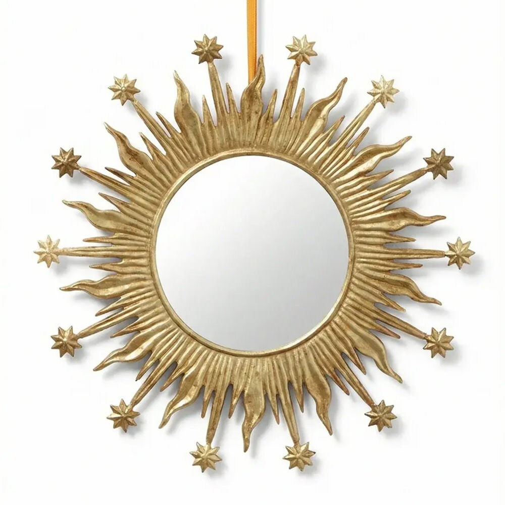 Melting Pot - Spiegel Rond Flames Stars Antiek Goud 40x40cm Melting Pot - Spiegel Rond Flames Stars Antiek Goud 40x40cm