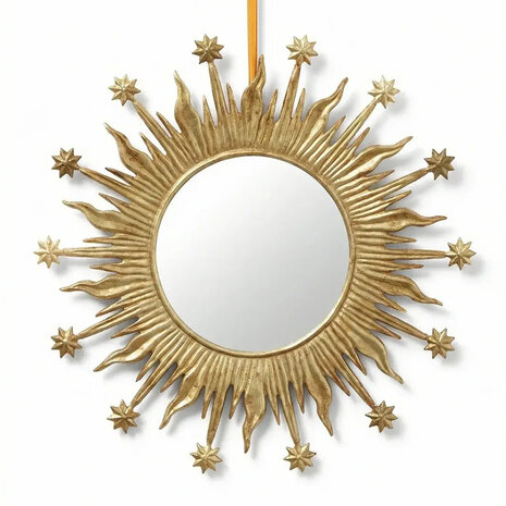 Melting Pot - Spiegel Rond Flames Stars Antiek Goud 40x40cm Melting Pot - Spiegel Rond Flames Stars Antiek Goud 40x40cm