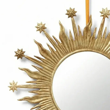 Melting Pot - Spiegel Rond Flames Stars Antiek Goud 40x40cm Melting Pot - Spiegel Rond Flames Stars Antiek Goud 40x40cm