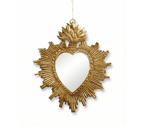 Melting Pot - Spiegeltje Hart Lotus Spikes Antiek Goud 20x25cm Melting Pot - Spiegeltje Hart Lotus Spikes Antiek Goud 20x25cm