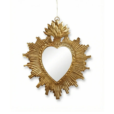 Melting Pot - Spiegeltje Hart Lotus Spikes Antiek Goud 20x25cm Melting Pot - Spiegeltje Hart Lotus Spikes Antiek Goud 20x25cm
