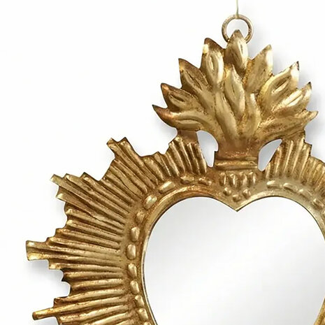 Melting Pot - Spiegeltje Hart Lotus Spikes Antiek Goud 20x25cm Melting Pot - Spiegeltje Hart Lotus Spikes Antiek Goud 20x25cm