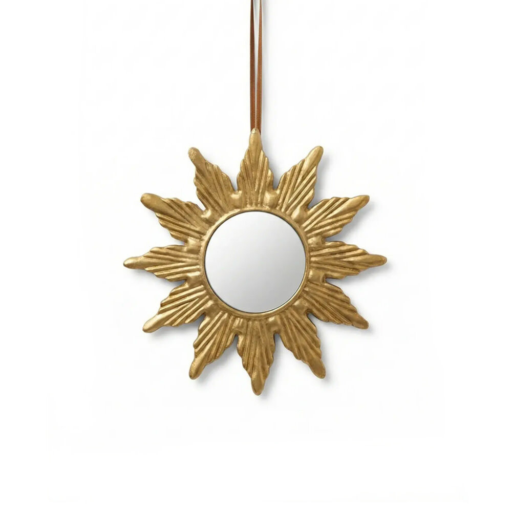 Melting Pot - Spiegeltje Rond Ster Antiek Goud Messing 15x15cm