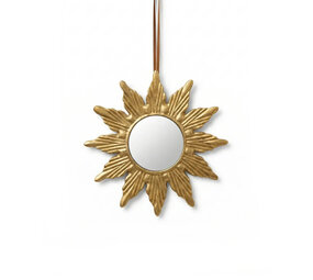 Melting Pot - Spiegeltje Rond Ster Antiek Goud Messing 15x15cm