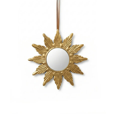Melting Pot - Spiegeltje Rond Ster Antiek Goud Messing 15x15cm
