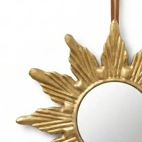 Melting Pot - Spiegeltje Rond Ster Antiek Goud Messing 15x15cm