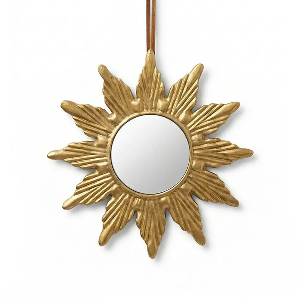 Melting Pot - Spiegeltje Rond Ster Antiek Goud Messing 25x25cm Melting Pot - Spiegeltje Rond Ster Antiek Goud Messing 25x25cm