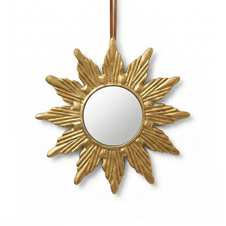 Melting Pot - Spiegeltje Rond Ster Antiek Goud Messing 25x25cm Melting Pot - Spiegeltje Rond Ster Antiek Goud Messing 25x25cm