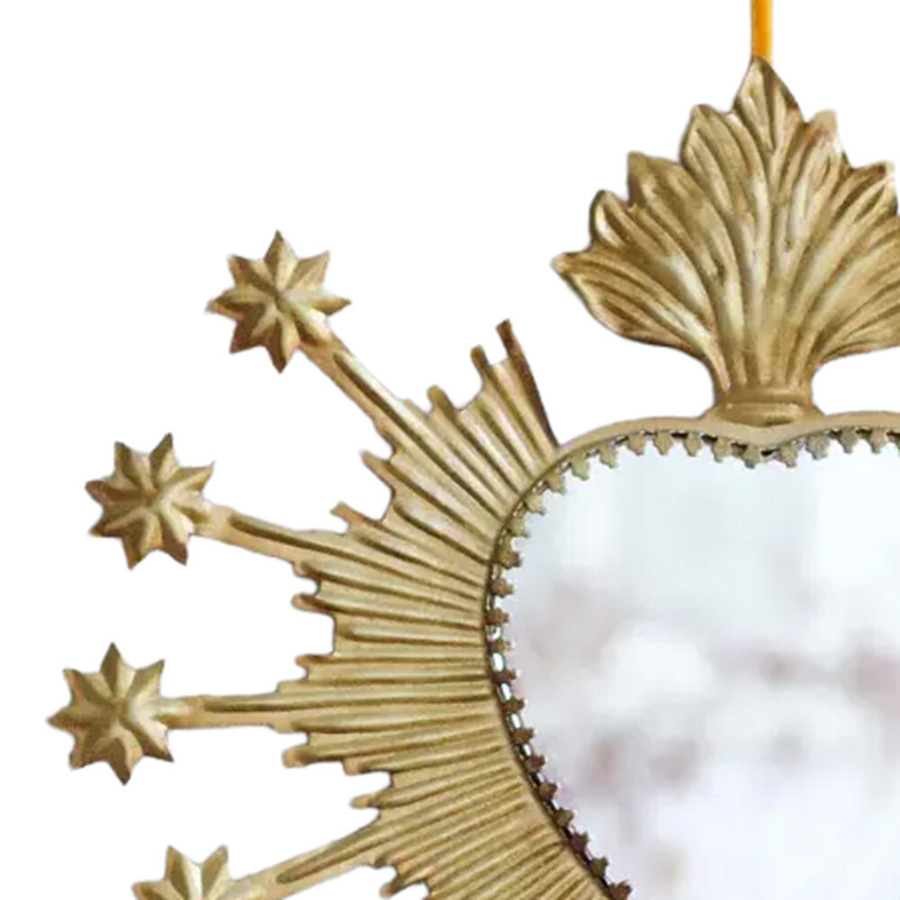 Melting Pot - Spiegeltje Hart Flame Stars Antiek Goud 24x24cm