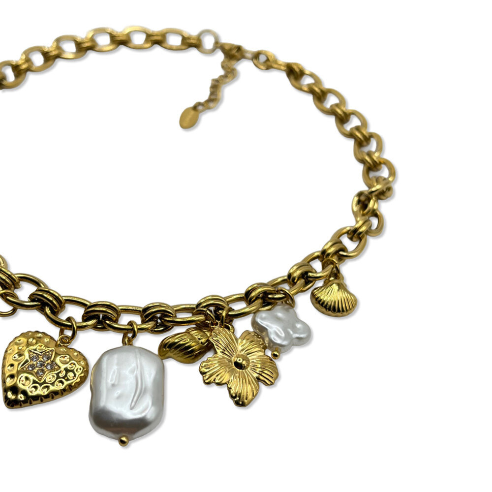 Melting Pot Exclusive - Ketting Summer Schakels met Bedels Verguld RVS 40cm Melting Pot Exclusive - Ketting Summer Schakels met Bedels Verguld RVS 40cm