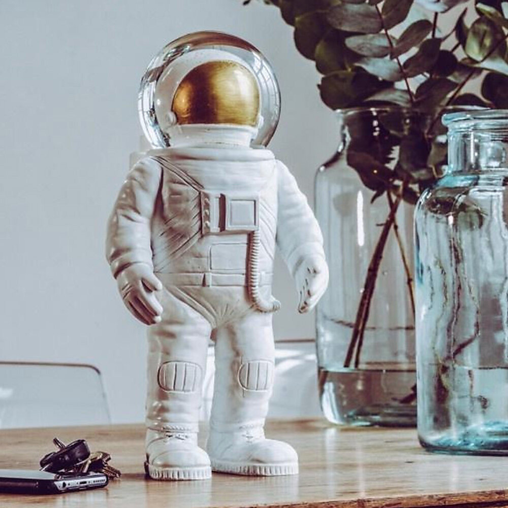 Donkey - Beeld Astronaut Sneeuwbol Wit Goud 16x30cm