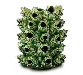 Werns - Vaas Kikkers Groen Keramiek 27x32cm Werns - Vaas Kikkers Groen Keramiek 27x32cm