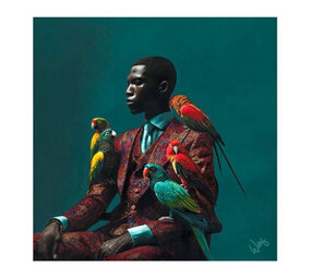 Werns - Schilderij The Parrots of Percy Acryl op Canvas 100x100cm Werns - Schilderij The Parrots of Percy Acryl op Canvas 100x100cm