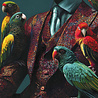 Werns - Schilderij The Parrots of Percy Acryl op Canvas 100x100cm Werns - Schilderij The Parrots of Percy Acryl op Canvas 100x100cm