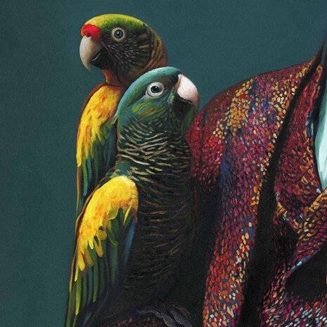 Werns - Schilderij The Parrots of Percy Acryl op Canvas 100x100cm Werns - Schilderij The Parrots of Percy Acryl op Canvas 100x100cm