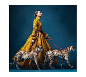 Werns - Schilderij The Cheetah Keeper Acryl op Canvas 100x100cm